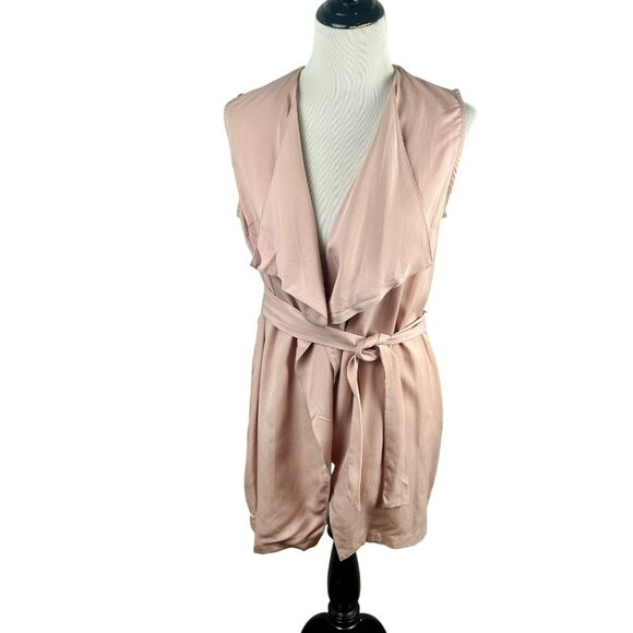 NEW Eliane Rose Drape Vest Women‎ Small Dusty Pink Open Front Waist Tie Tencel - Picture 1 of 9